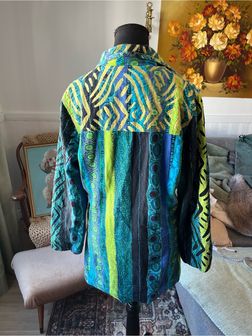Womens Vintage Y2K Multicolor Quilted Patterned Jacket Size M - Picture 2 of 6